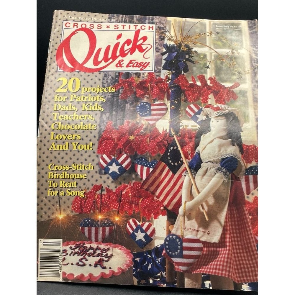Craftway Publication Cross Stitch Quick & Easy June/July 1991 Magazine L11 In.